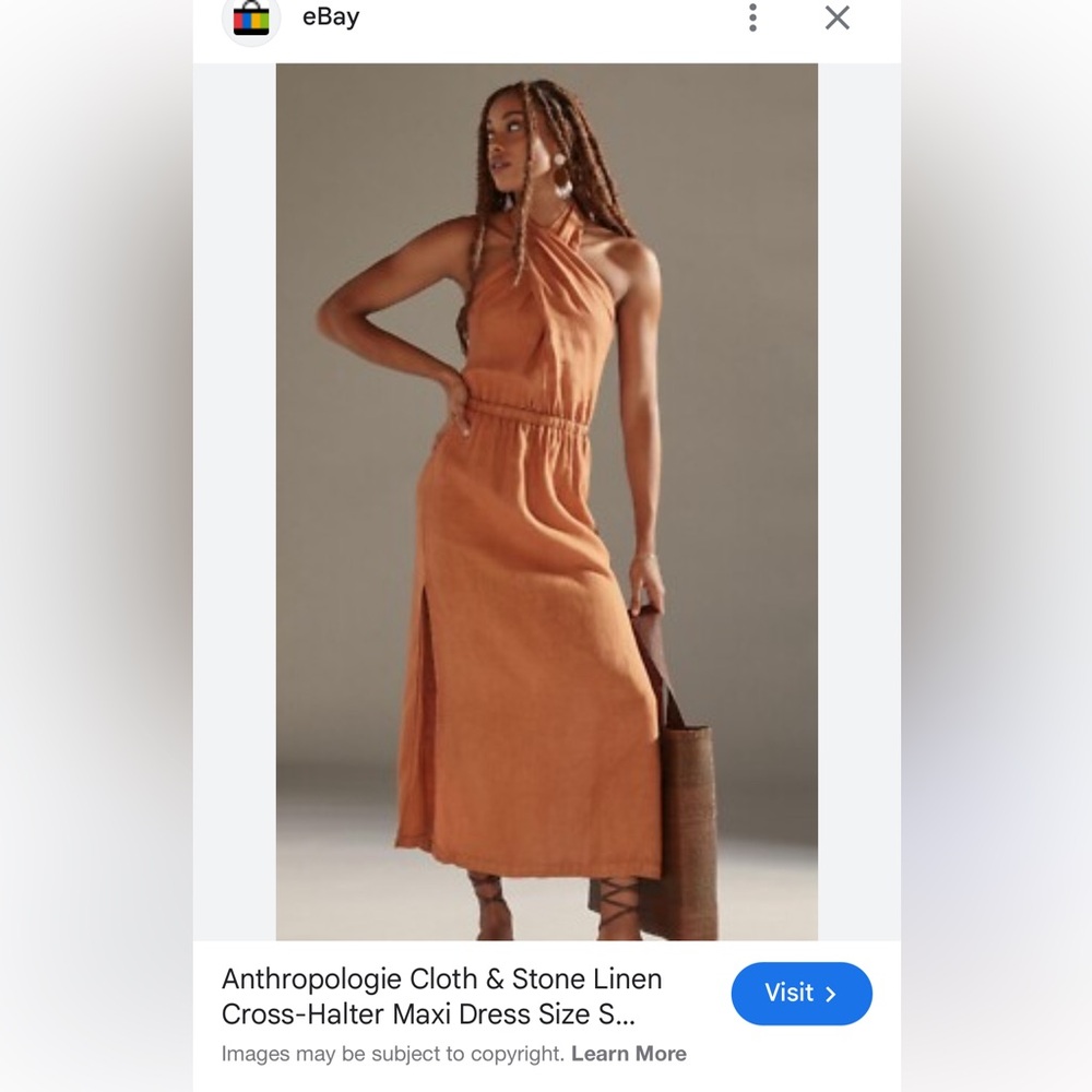 Anthropologie Rust Orange Cross-Halter Maxi Dress
